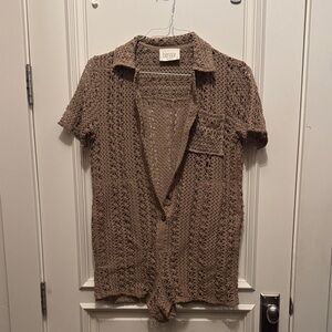 Becca Women's Brown Crochet Beach Coverup